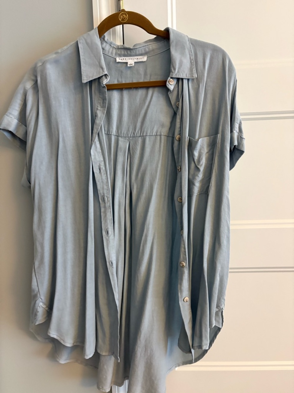 Light Blue Button-Front Short Sleeve Shirt